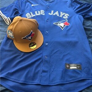 Nike Blue Jays Blue Jersey and Brown Cap